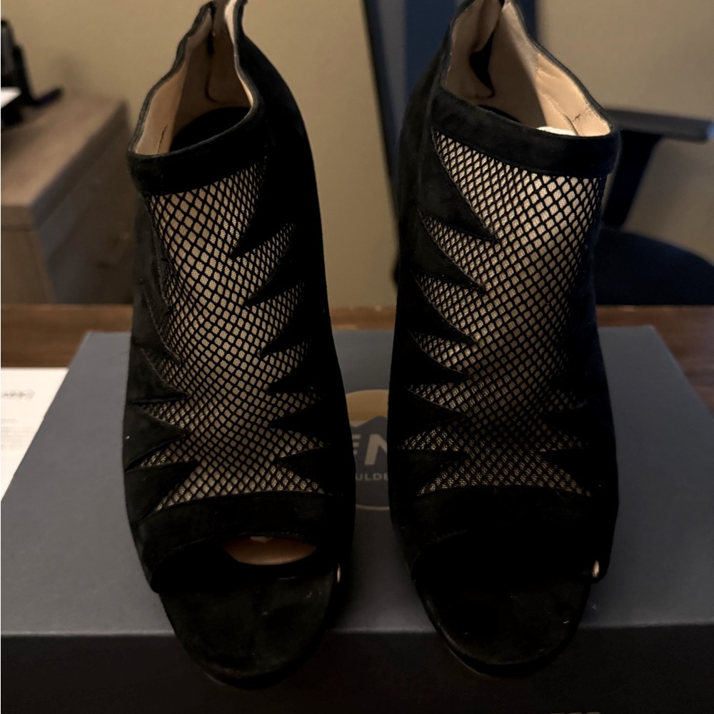 Christian Louboutin black suede design booties high heels